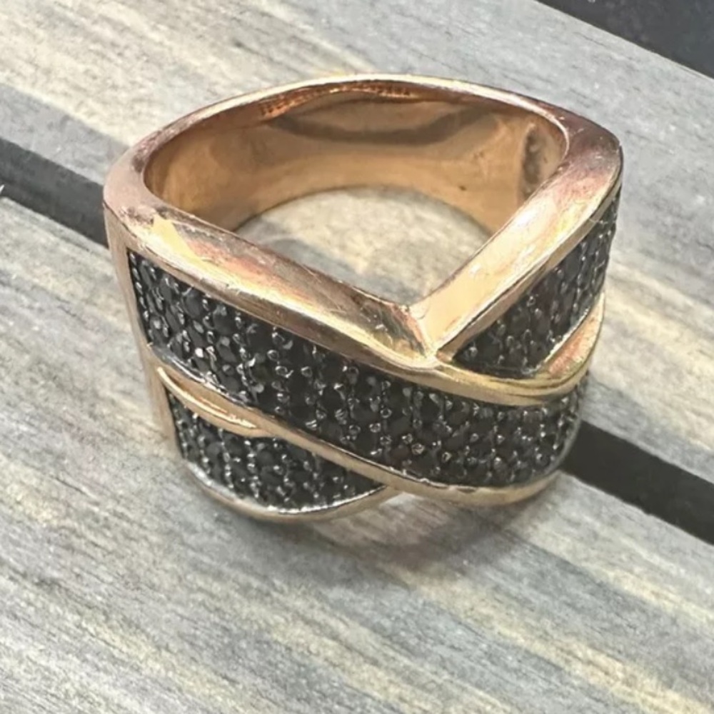 Rose Bronze Milor Italy Black Spinal Ring (c202) Size 10